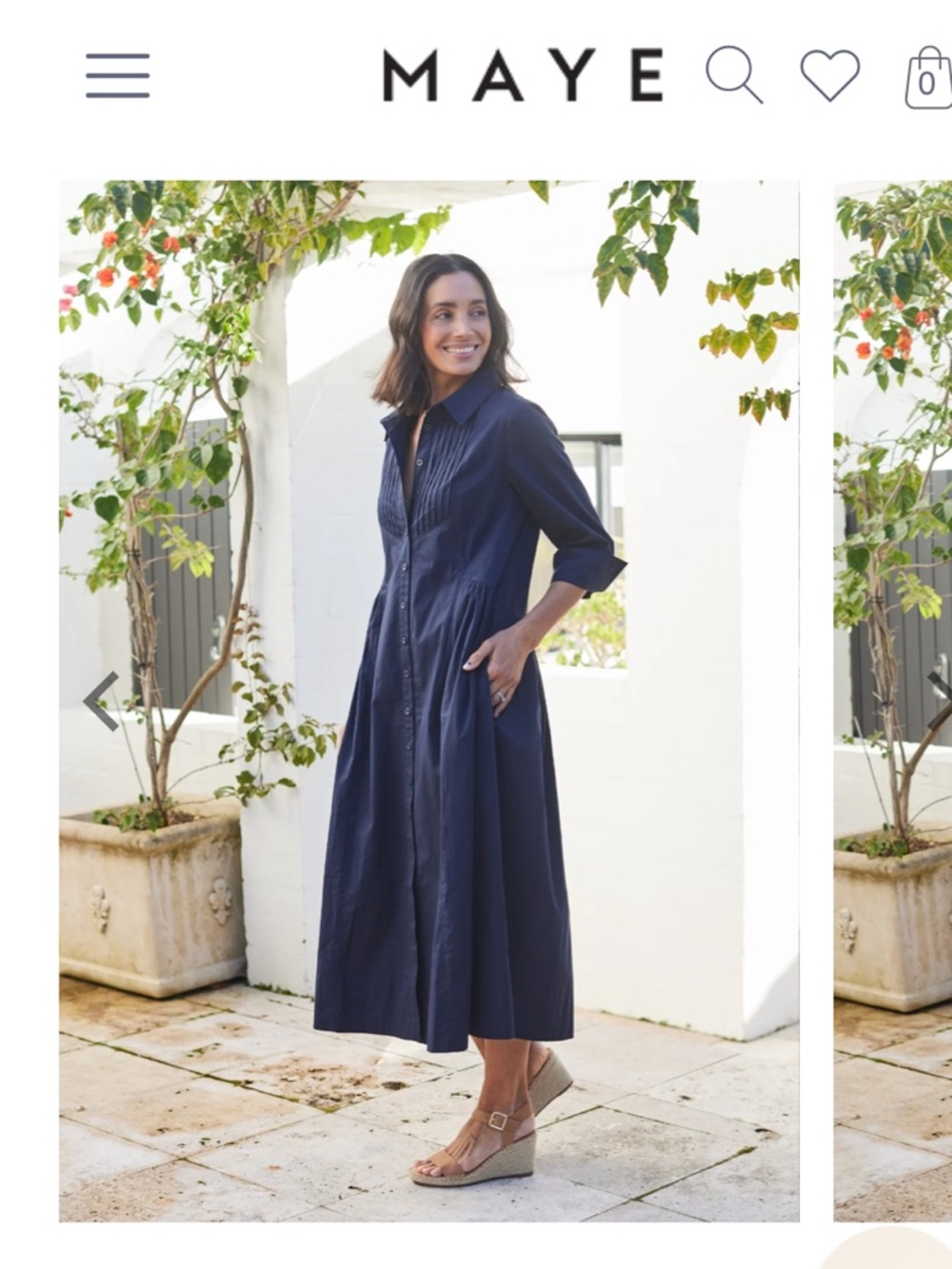 Navy Button-Front Midi Shirt Dress